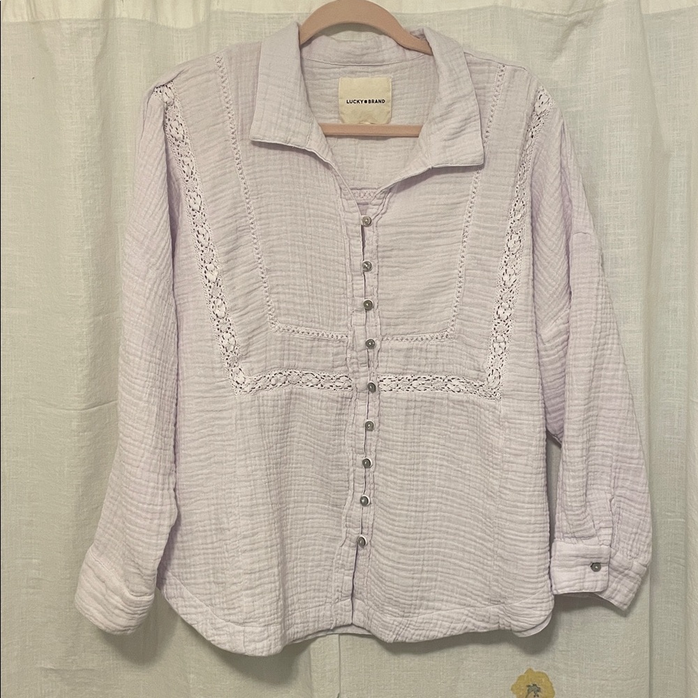 Lucky Brand Soft Waffle Fabric Top - Size Large (could fit XL)